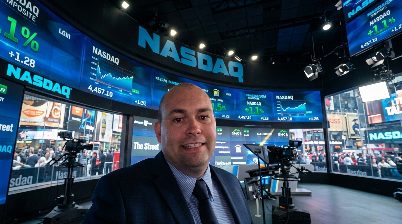 Brian Crocker inside NASDAQ Times Square Studio