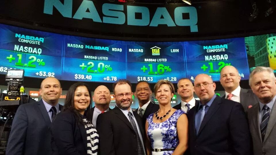 LGI Homes top national sales team at the NASDAQ — Brian Crocker far left, 2015