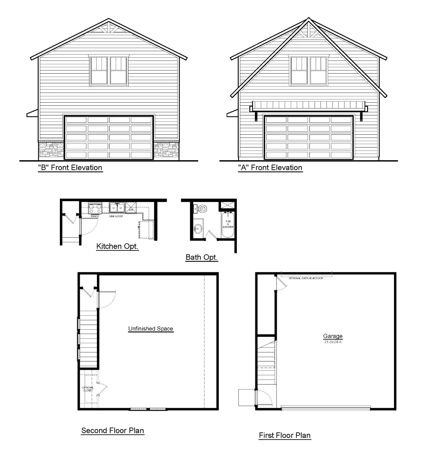 2-Car Workshop with Guest Living Quarters Blueprint & Elevation